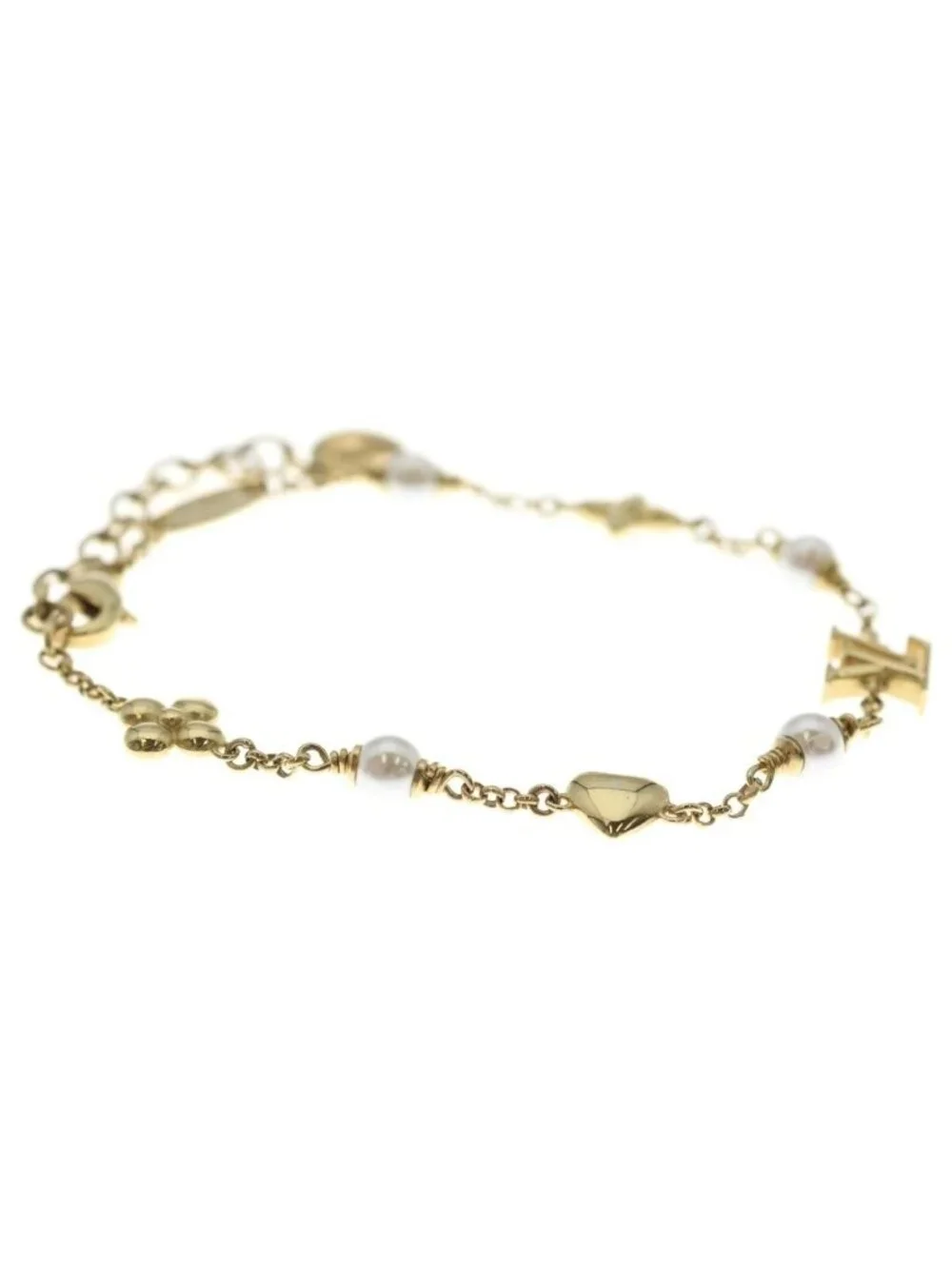 Louis Vuitton LV Heart Motif Pearl Bracelet Gold